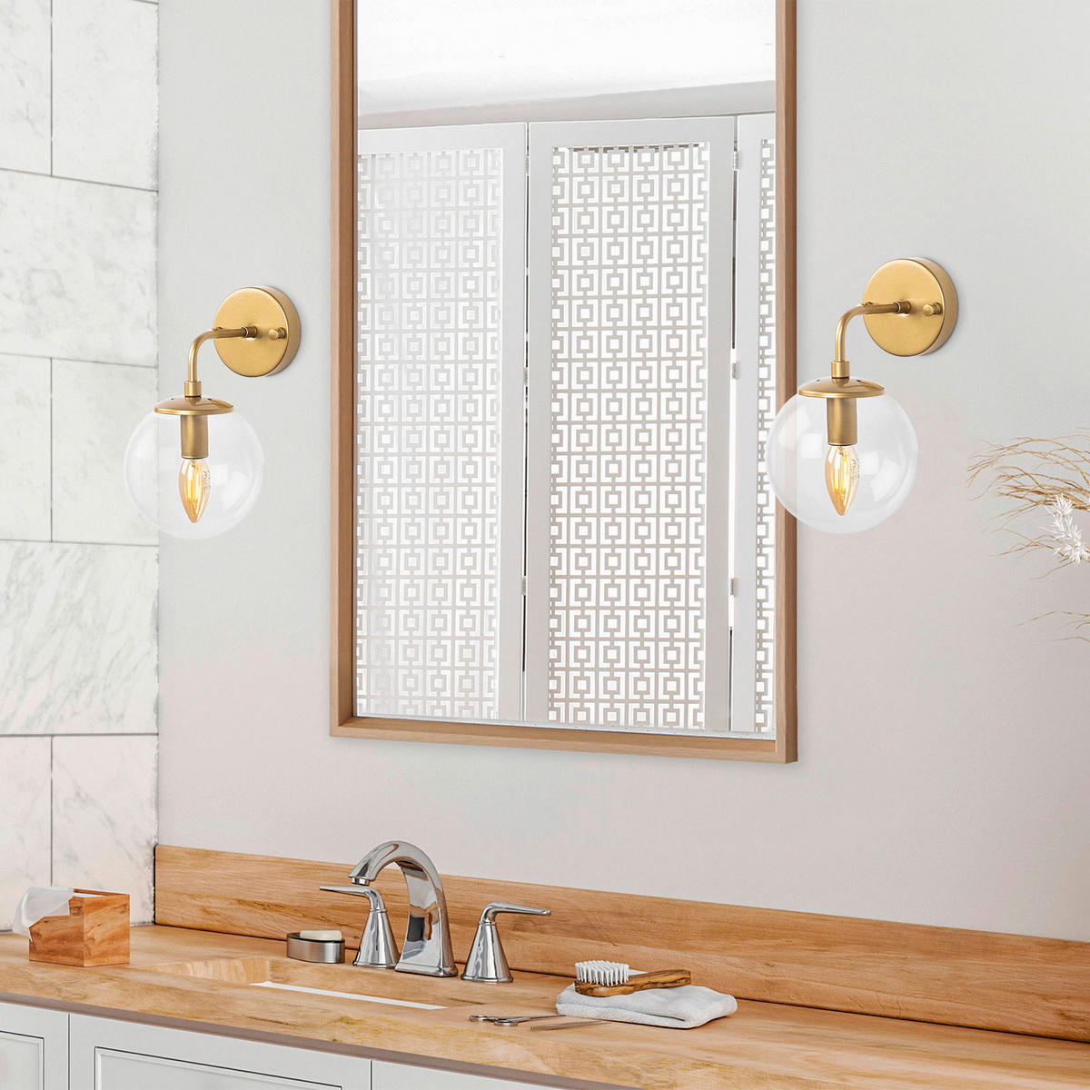 Opviq Wandleuchte gold Metall Glas B/H/L: ca. 21x27x15 cm E14 1 Brennstellen Horn - gold (15,00/21,00/27,00cm) - Opviq