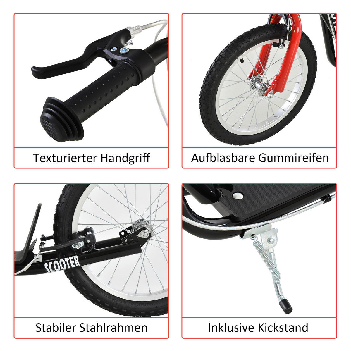 schwarz Kinderscooter 371-021BK - schwarz (139,00/58,00/96,00cm) - HOMCOM