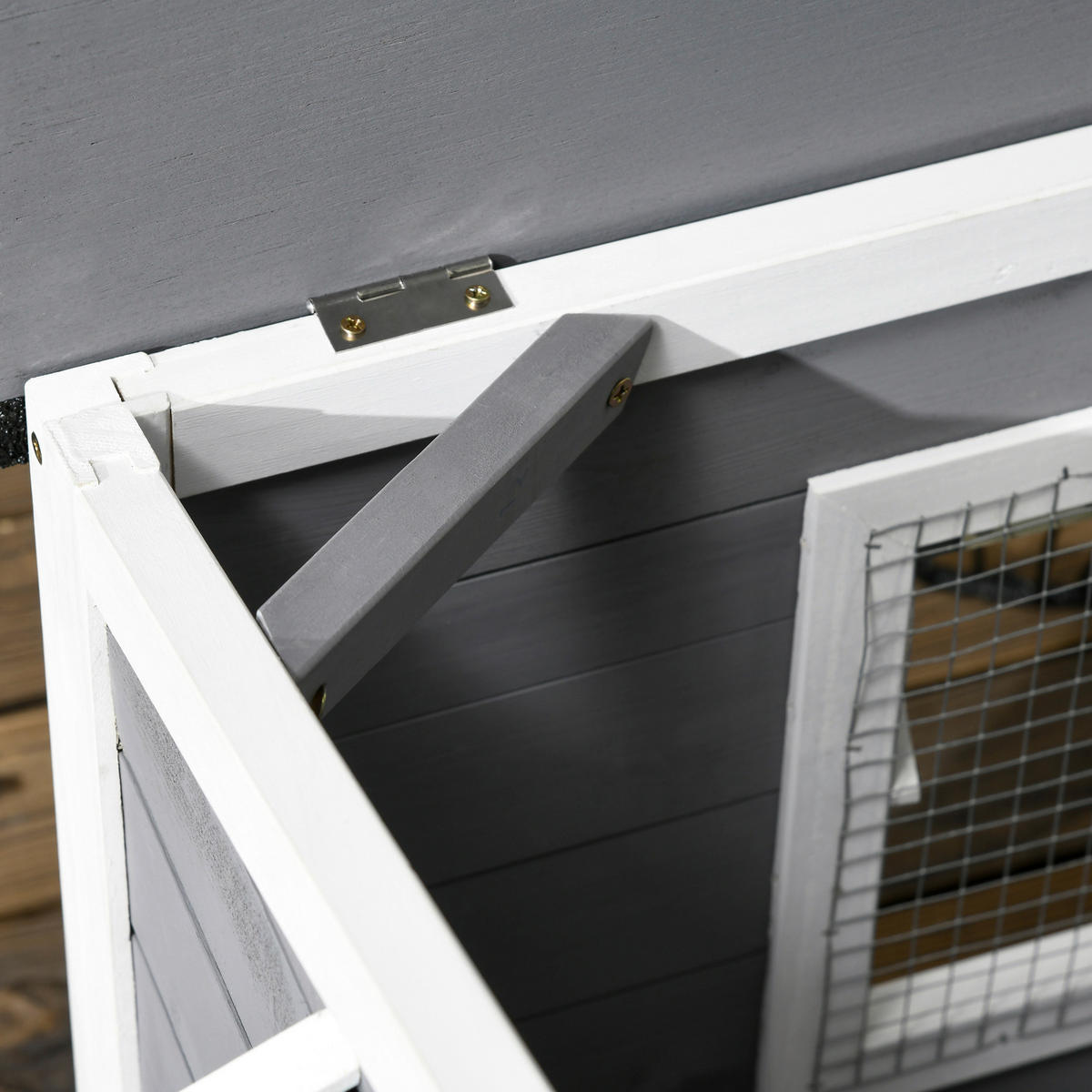PawHut Hundehütte weiß Holz B/H/L: ca. 79x72x109 cm Hundehütte - weiß/schwarz (109,00/79,00/72,00cm) - PawHut
