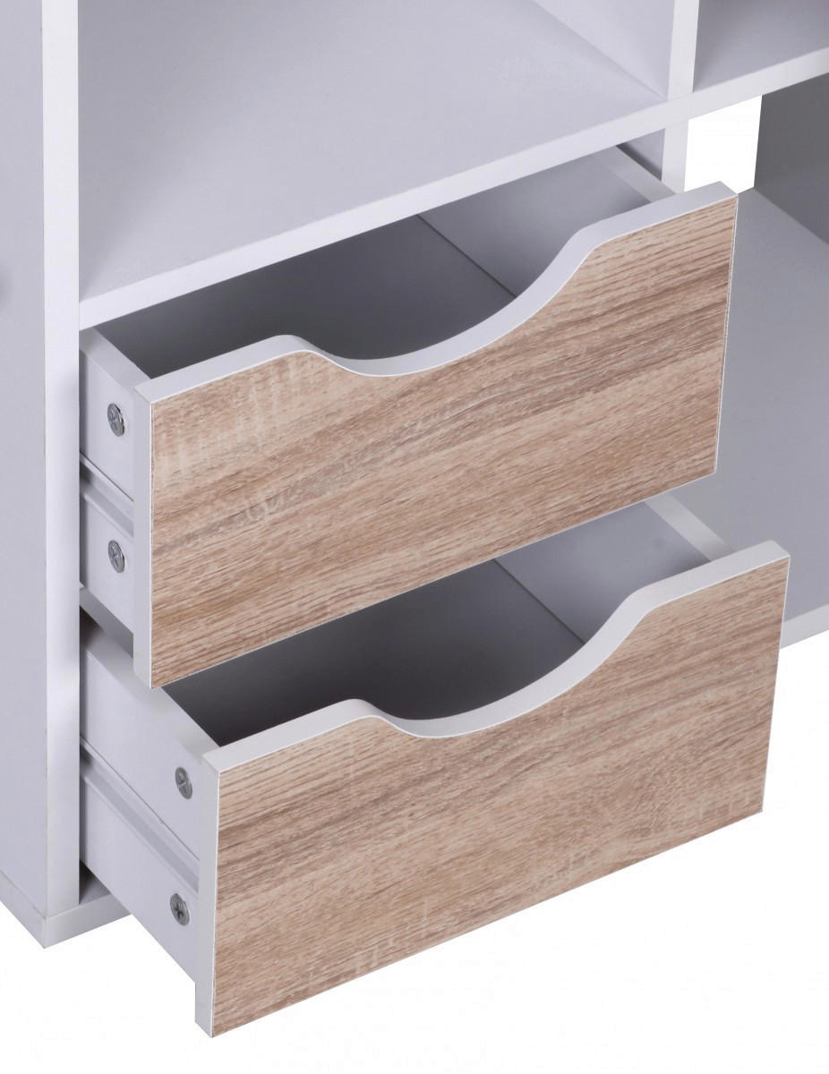 Regal Eiche Sonoma Nachbildung weiß lackiert B/H/T: ca. 60x120x29 cm Bücherregal - Eiche/weiß (60,00/120,00/29,00cm) - Wohnling