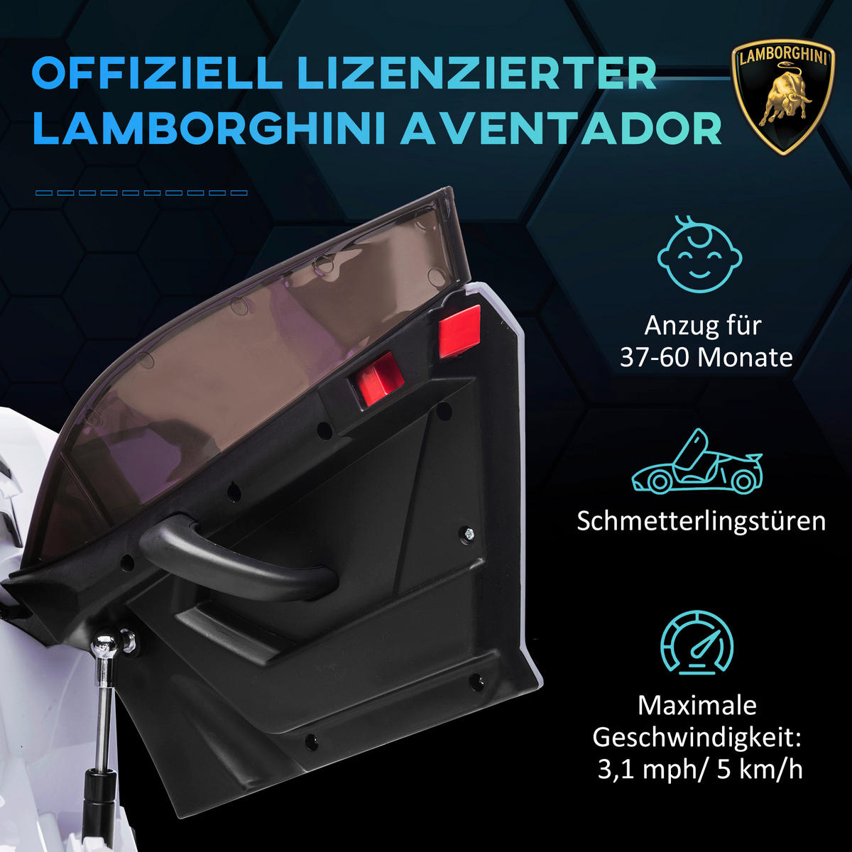 HOMCOM Kinderauto weiß B/H/L: ca. 63x107,5x42 cm Kinderfahrzeug - weiß (42,00/63,00/107,50cm) - HOMCOM