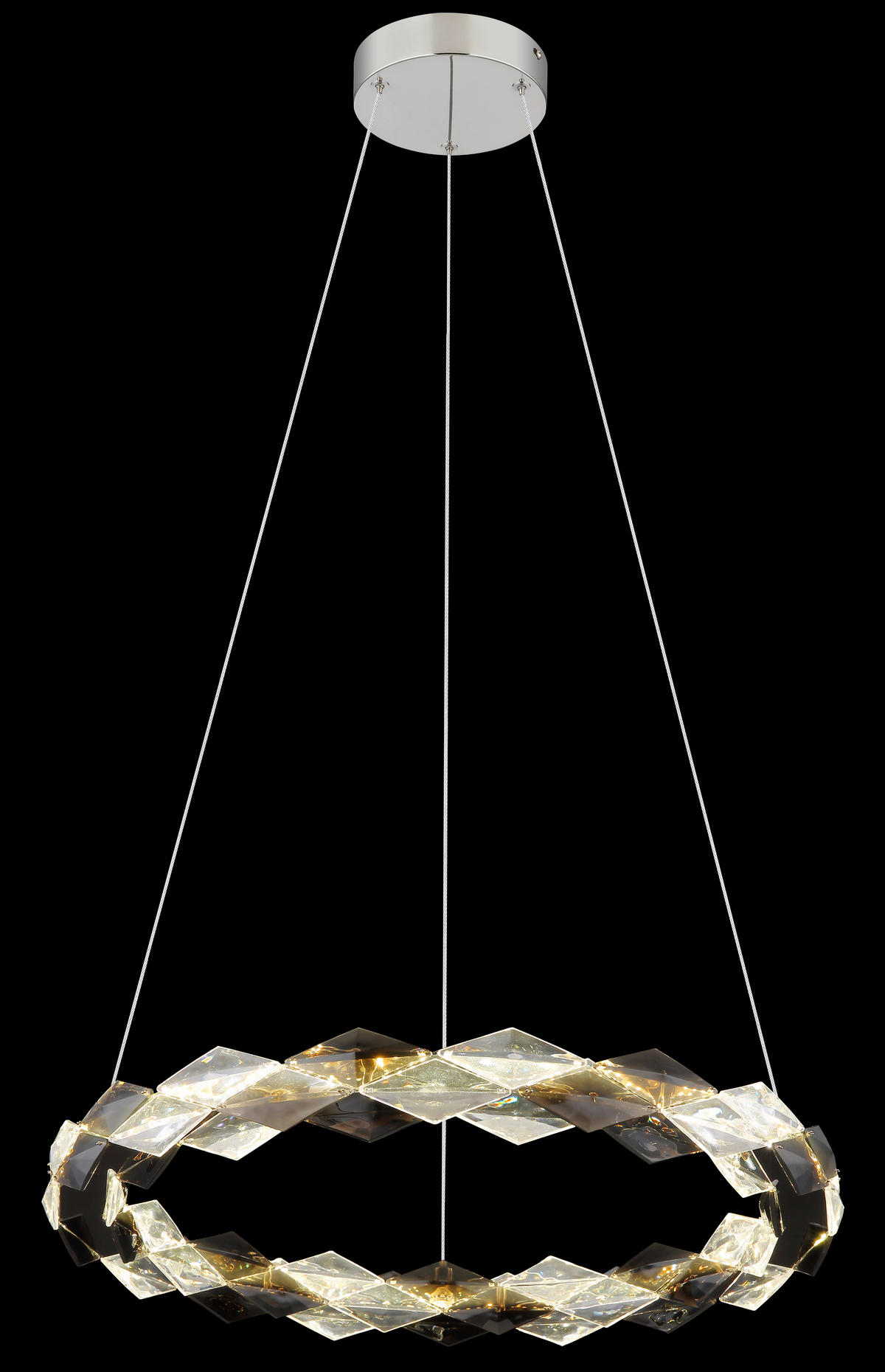 GLOBO LED-Pendelleuchte Chrom transparent Rauch Metall Acryl H/D: ca. 130x55 cm KARILION - Rauch/Chrom (55,00/130,00cm) - GLOBO