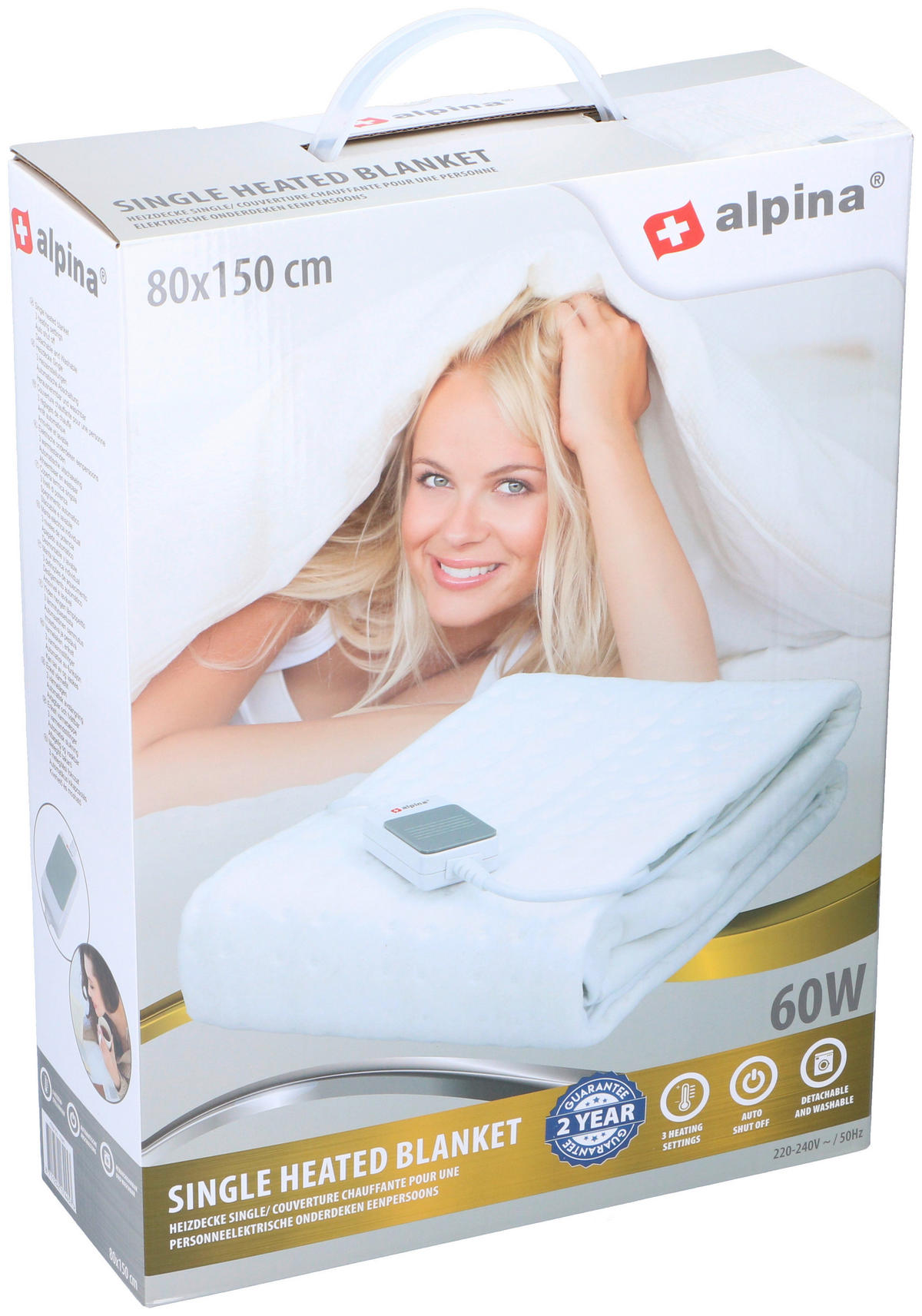 Alpina Heizdecke weiß Polyester B/L: ca. 80x150 cm ca. 60 W Heizdecke - weiß (80,00/150,00cm) - alpina