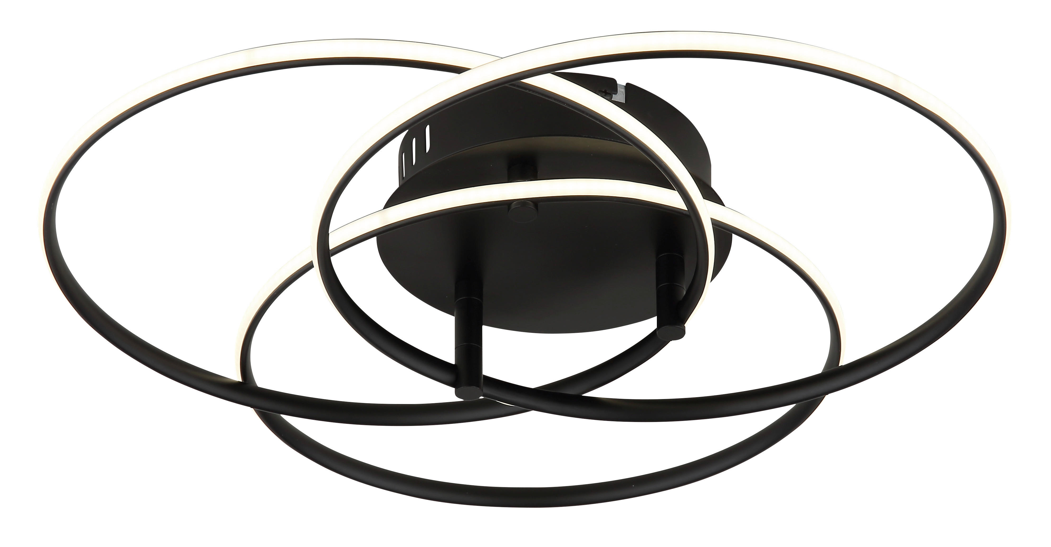 GLOBO Deckenleuchte Opal mattschwarz Metall Aluminium H/D: ca. 9,4x45,6 cm 1 Brennstellen Kombos - Opal/mattschwarz (45,60/9,40cm) - GLOBO