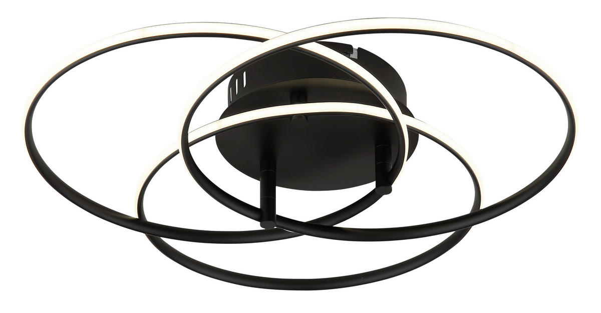 GLOBO Deckenleuchte Opal mattschwarz Metall Aluminium H/D: ca. 9,4x45,6 cm 1 Brennstellen Kombos - Opal/mattschwarz (45,60/9,40cm) - GLOBO