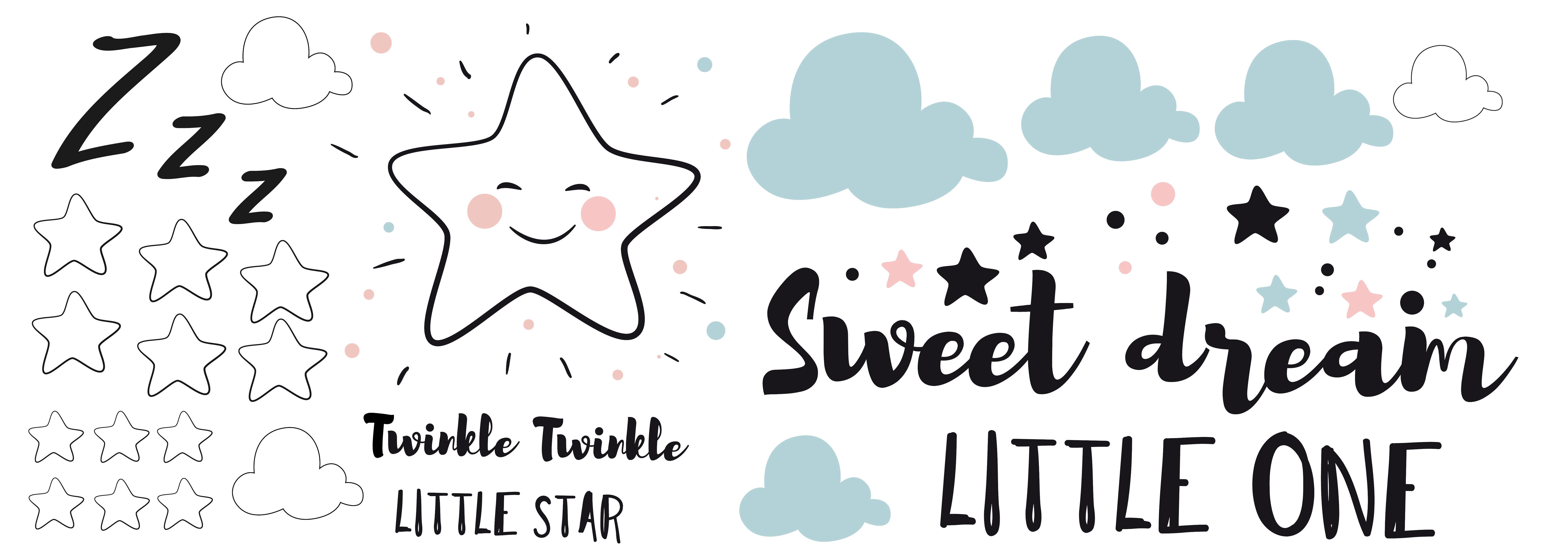 Dekosticker Spruch bunt B/L: ca. 25x70 cm 2 tlg. Dekosticker Sweet Dreams Little - bunt (25,00/70,00cm)