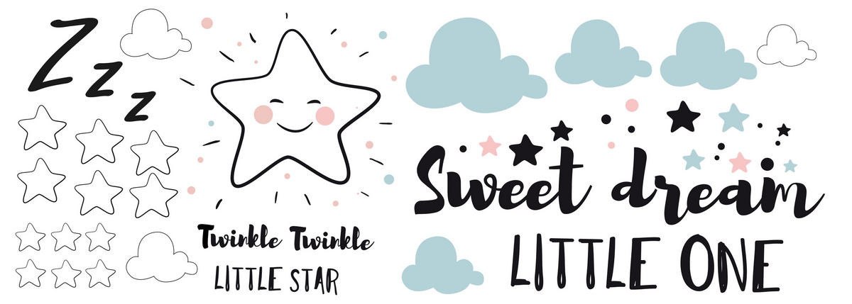 Dekosticker Spruch bunt B/L: ca. 25x70 cm 2 tlg. Dekosticker Sweet Dreams Little - bunt (25,00/70,00cm)