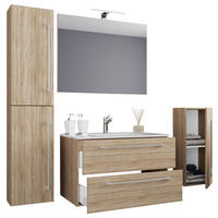 Waschplatz 5tlg-Badinos Eiche Sonoma Nachbildung B/H/T: ca. 60x50x46 cm 5tlg-Badinos - Eiche (60,00/50,00/46,00cm) - VCM Möbel