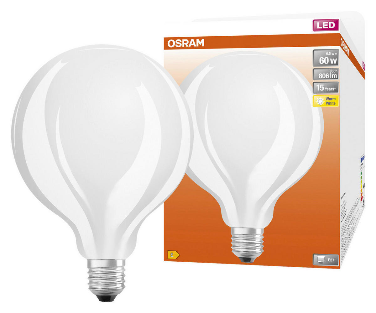 OSRAM Globelampe AC32476 E27 LED-Globelampe_Osram E27 - weiß (12,40cm) - OSRAM