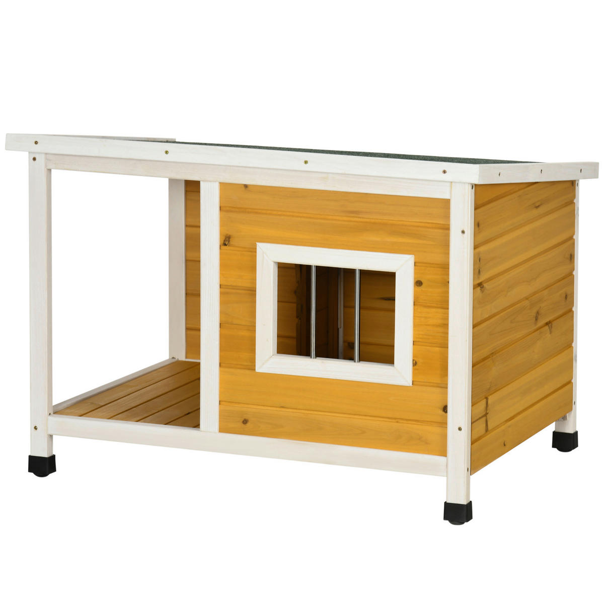 PawHut Hundehütte orange Holz B/H/L: ca. 62x60x85,5 cm Hundehütte - orange (85,50/62,00/60,00cm) - PawHut