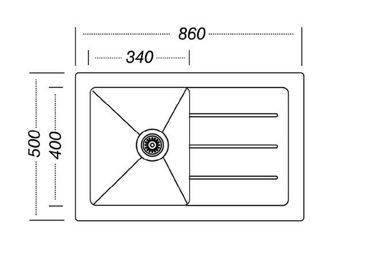 Respekta Einbauspüle New York 86 x 50 W weiß Glas Edelstahl B/H/T: ca. 86x21x50 cm New York 86 x 50 W - weiß (86,00/21,00/50,00cm) - Respekta