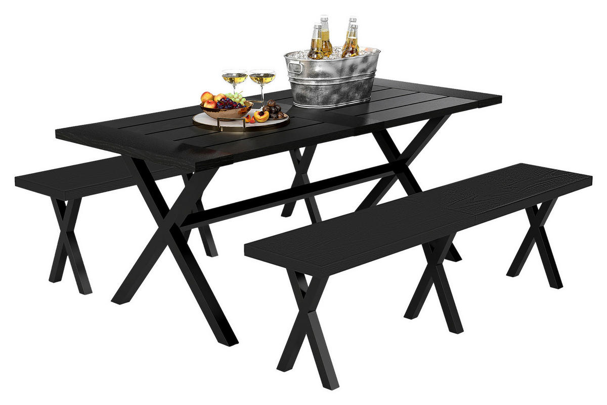 Outsunny Bierzeltgarnitur schwarz Aluminium B/H/L: ca. 80x73x180 cm Bierzeltgarnitur - schwarz (180,00/80,00/73,00cm) - Outsunny