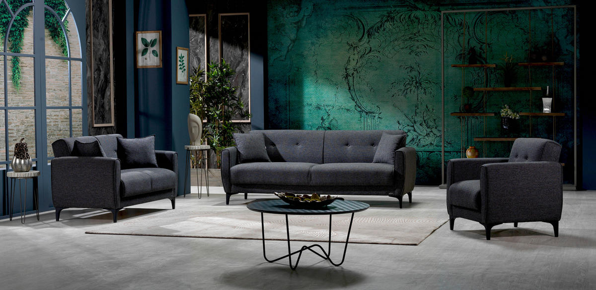 Sofa 3-2-1 San Marino anthrazit Microfaser San Marino - schwarz/anthrazit