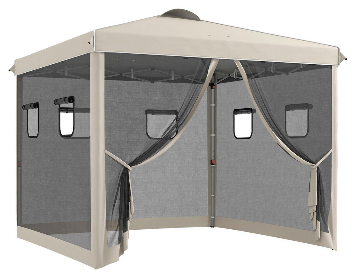 Outsunny Pavillon beige Polypropylen B/H/L: ca. 297x297x287 cm Pavillon - beige (287,00/297,00/297,00cm) - Outsunny