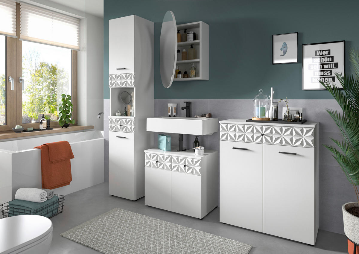 Badezimmer-Set Prisma weiß B/H/T: ca. 145x187x37 cm Prisma - weiß (145,00/187,00/37,00cm) - xonox.home