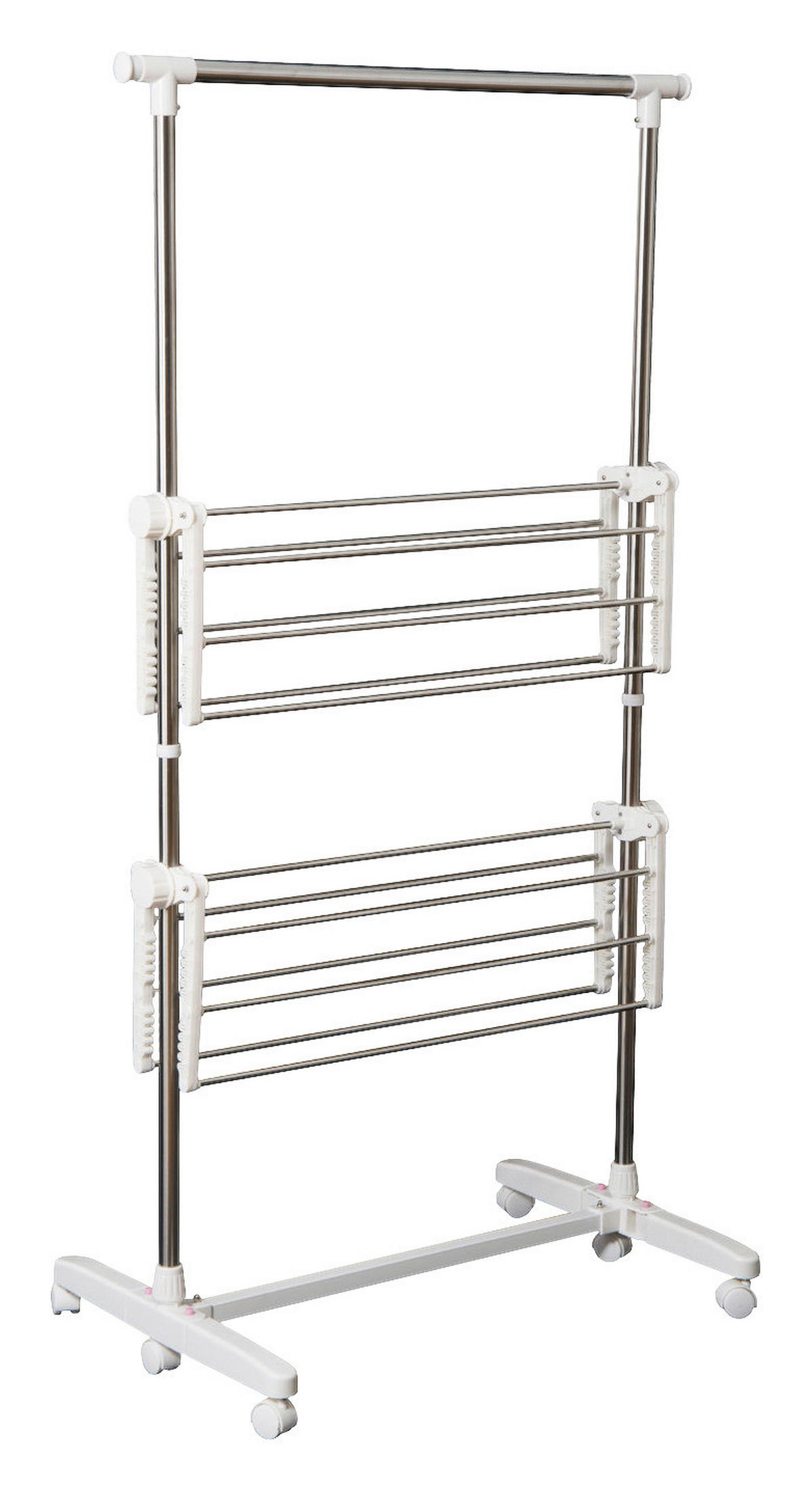 HOMCOM Turmwäscheständer silber Edelstahl H/T/L: ca. 154x62x136 cm Turmwäscheständer mit 2 Ebenen - silber (136,00cm) - HOMCOM