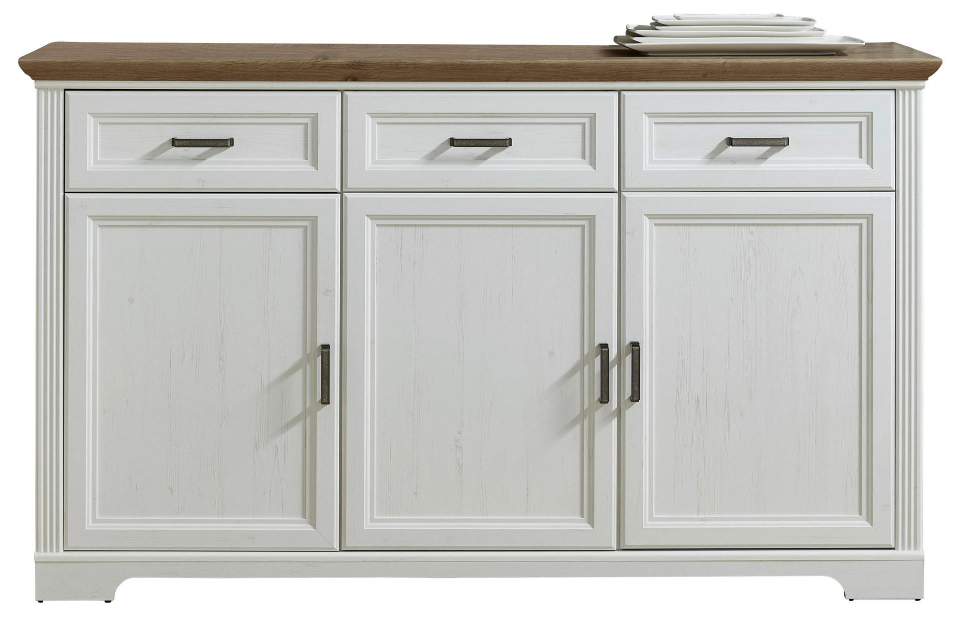 Sideboard Jasmin weiß Pinie Nachbildung Eiche Artisan Nachbildung B/H/T: ca. 166x102x48 cm Jasmin - Eiche/weiß (166,00/102,00/48,00cm)