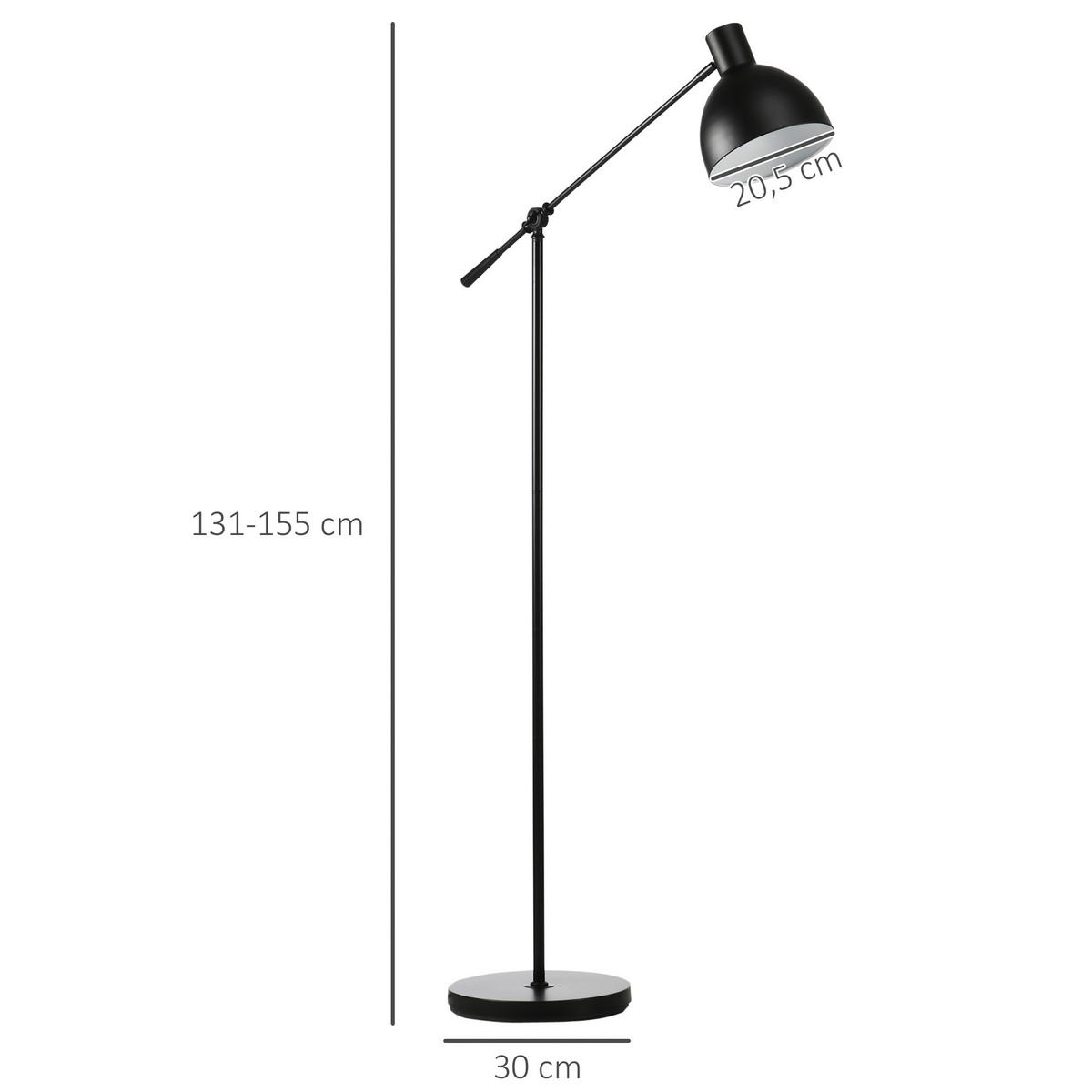 HOMCOM Stehleuchte schwarz Stahl B/H/T: ca. 30x131x30 cm Stehleuchte B31-335BK - schwarz (30,00/131,00/30,00cm) - HOMCOM