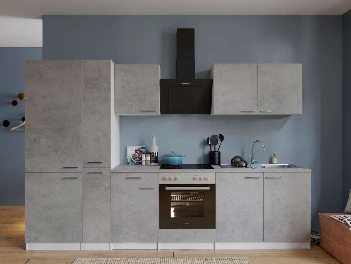 Respekta Küchenblock Malia Beton Optik B/H/T: ca. 300x200x60 cm Malia - Beton/weiß (300,00/200,00/60,00cm) - Respekta