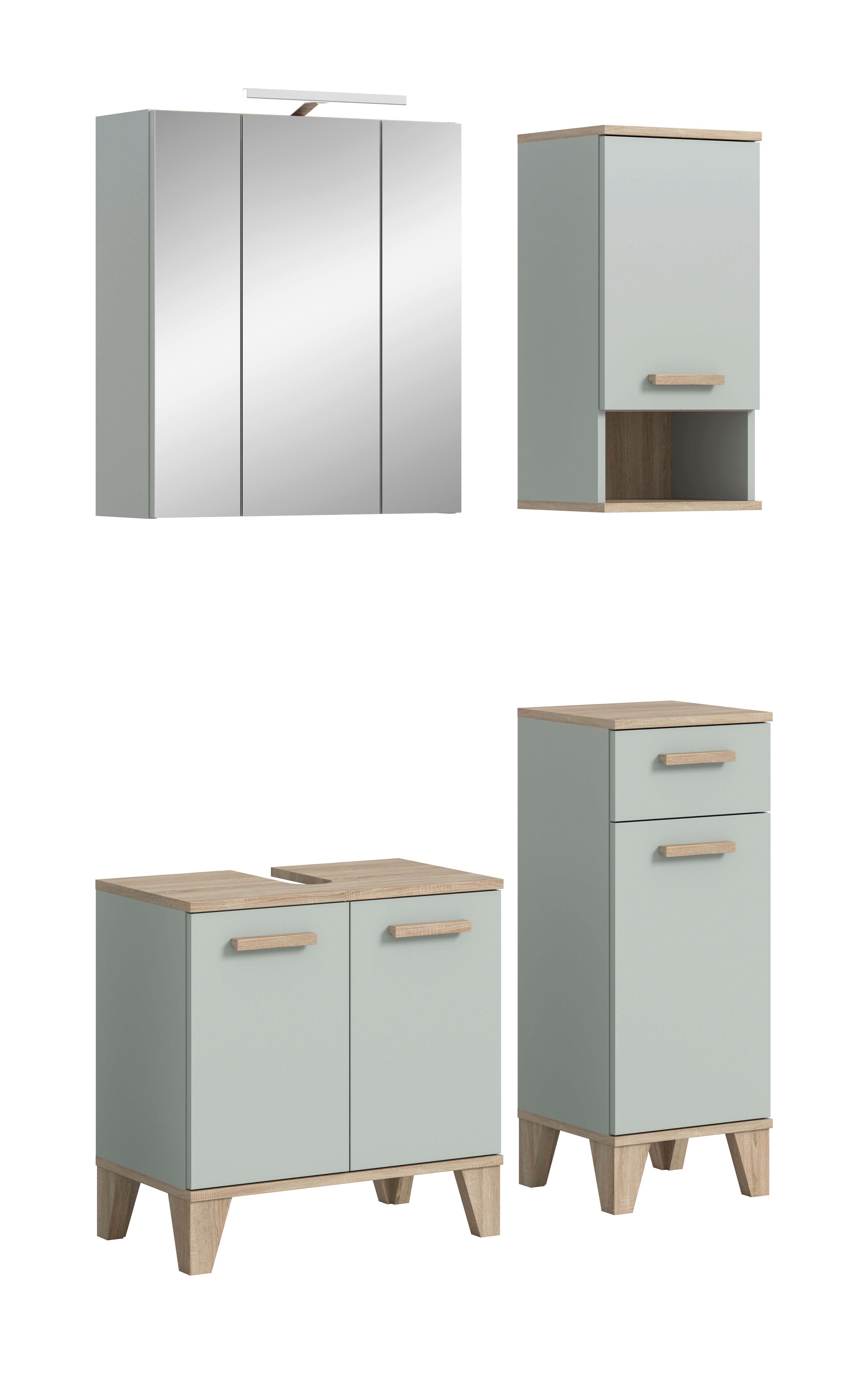 Badezimmer-Set STAR hellgrün Eiche hell Nachbildung B/H/T: ca. 109x190x34 cm STAR - hellgrün (109,00/190,00/34,00cm) - xonox.home