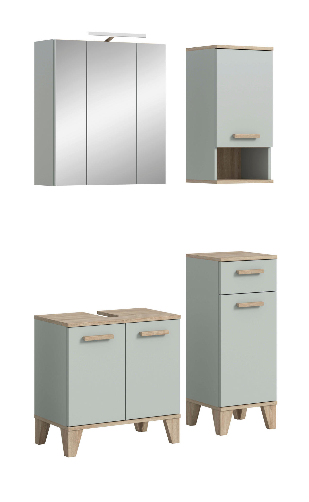 Badezimmer-Set STAR hellgrün Eiche hell Nachbildung B/H/T: ca. 109x190x34 cm STAR - hellgrün (109,00/190,00/34,00cm) - xonox.home