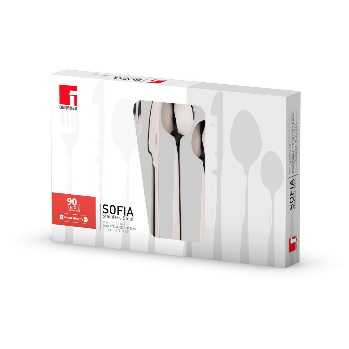 BERGNER Besteckset SOFIA silber Edelstahl 60 tlg. SOFIA - silber (40,00/26,00/5,00cm) - BERGNER