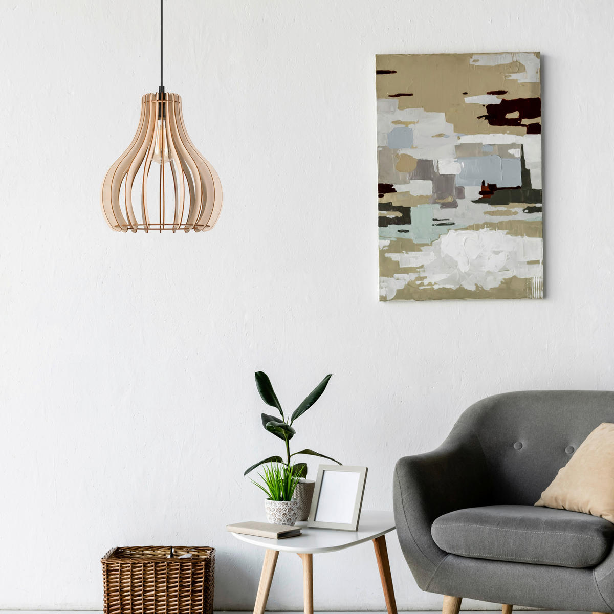 Lamkur Pendelleuchte TUCCI 50126 buche Buche H/L: ca. 120x29 cm E27 1 Brennstellen Tucci - buche (29,00cm) - Lamkur