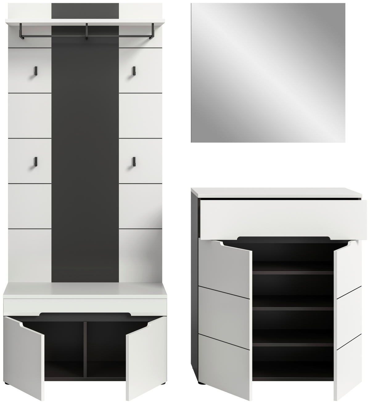 Garderobe Canu basaltgrau Nachbildung weiß B/H/T: ca. 175x190x37 cm Canu - weiß/basaltgrau (175,00/190,00/37,00cm) - xonox.home