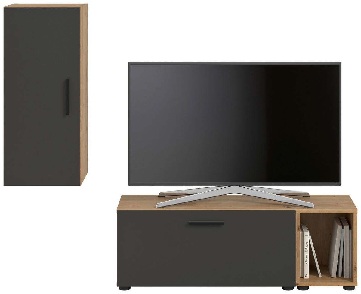 Wohnwand-Set TheOne Eiche Artisan Nachbildung anthrazit B/H/T: ca. 75x32x34 cm TheOne - Eiche/anthrazit (75,00/32,00/34,00cm)