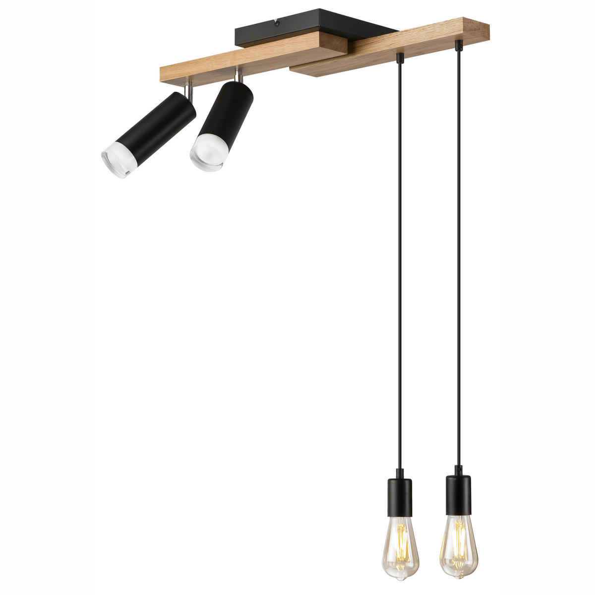 Lamkur Pendelleuchte schwarz Holz B/H/L: ca. 20x86x64 cm E27 4 Brennstellen CORTINA - schwarz (64,00/20,00/86,00cm) - Lamkur