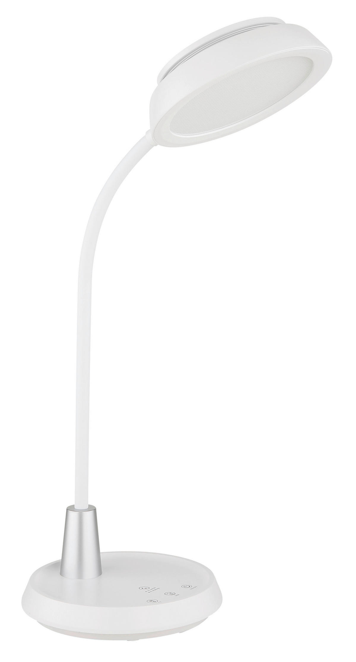 GLOBO Tischleuchte silber weiß Opal Kunststoff Silikon PVC B/H/L: ca. 17,2x44,8x30,6 cm 1 Brennstellen KIRK - weiß/Opal (30,60/17,20/44,80cm) - GLOBO