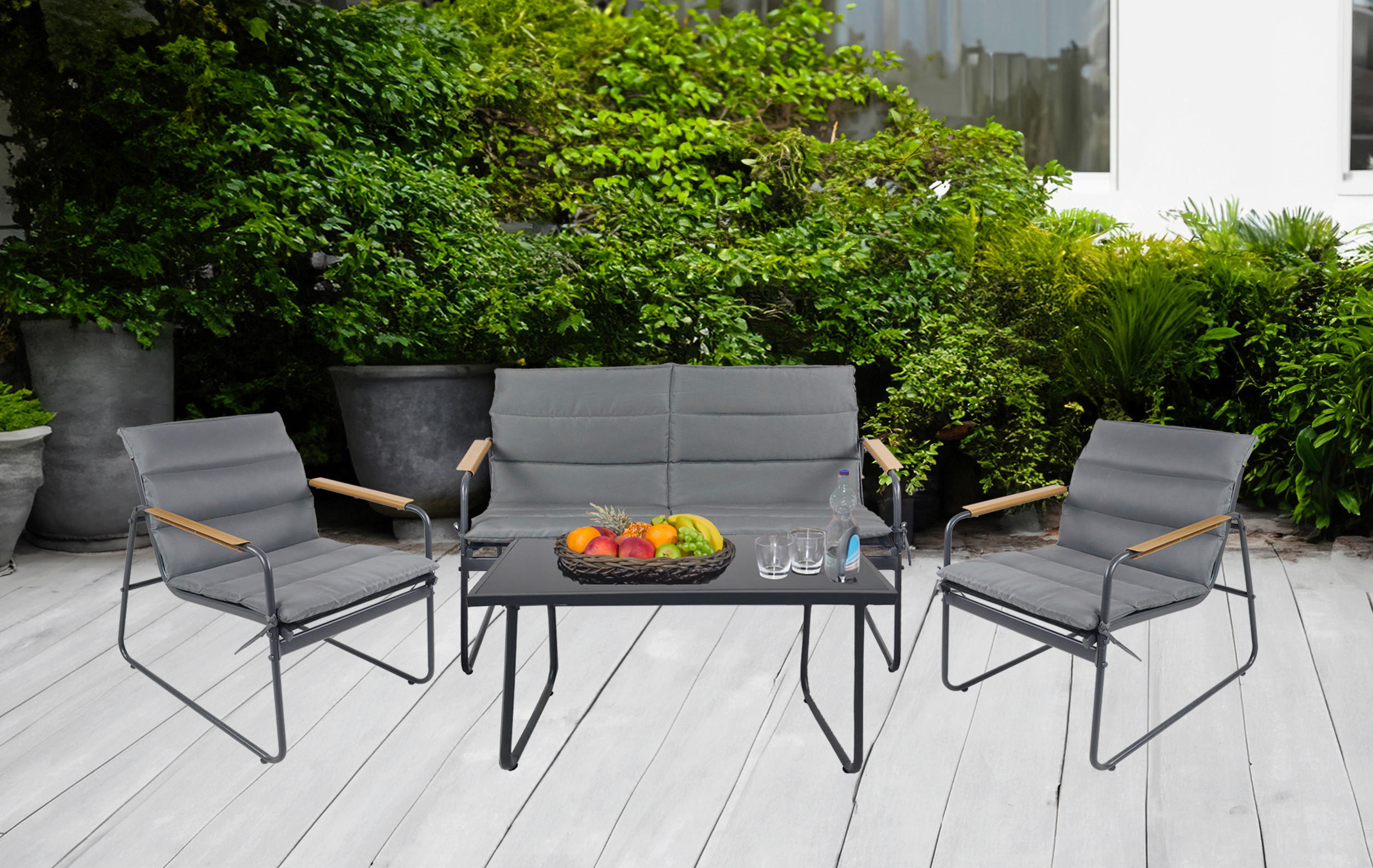 VCM Gartensitzgruppe grau Metall B/H/L: ...