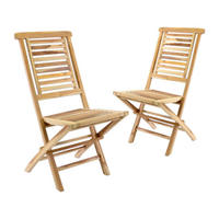VCM Klappstuhl 2er Set braun Teakholz B/H/T: ca. 42x98x43 cm 2er Set - braun (42,00/98,00/43,00cm) - VCM