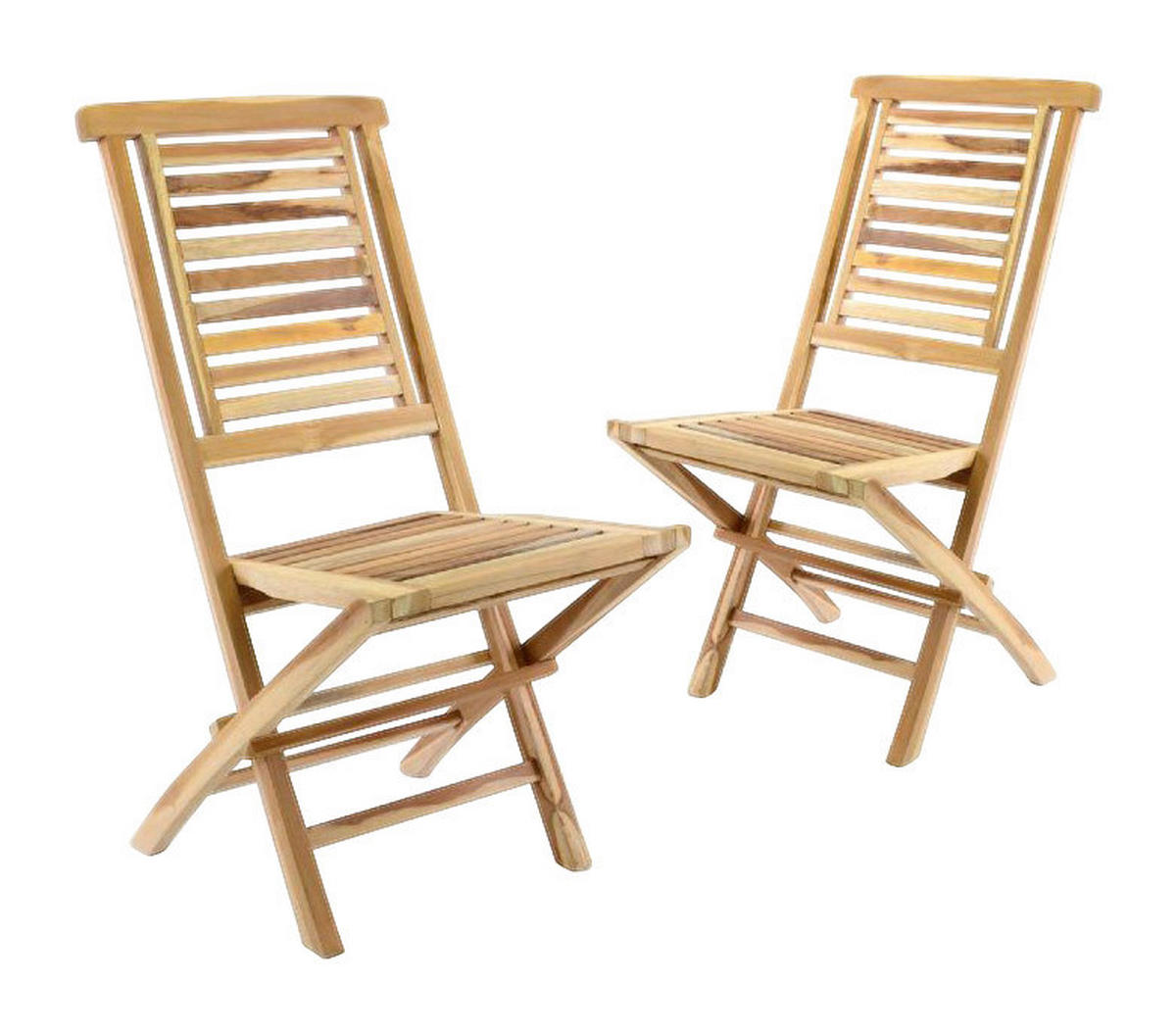 VCM Klappstuhl 2er Set braun Teakholz B/H/T: ca. 42x98x43 cm 2er Set - braun (42,00/98,00/43,00cm) - VCM