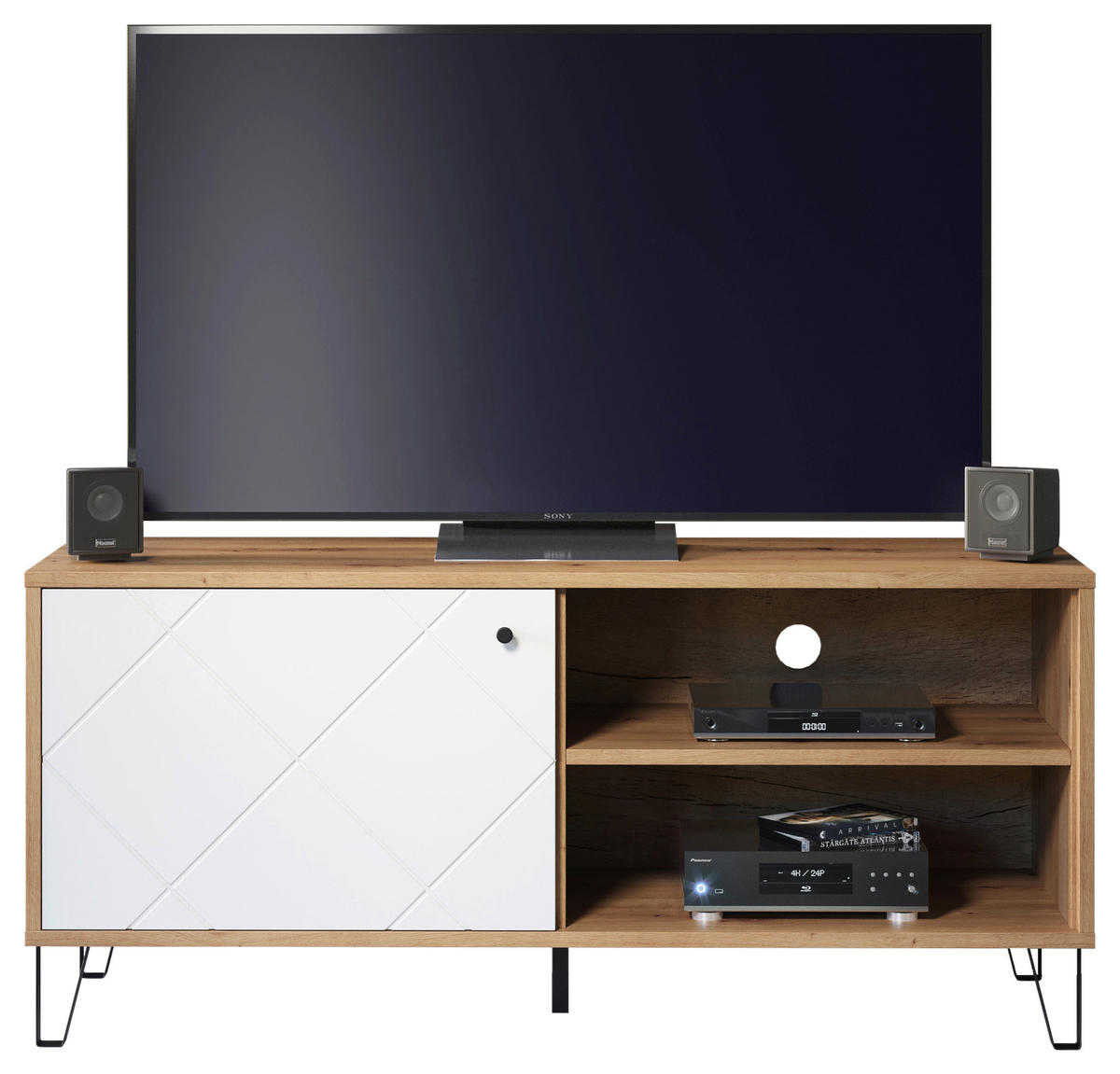 TV-Lowboard Touch weiß matt Eiche Artisan Nachbildung B/H/T: ca. 123x56x40 cm Touch - Eiche/weiß (123,00/56,00/40,00cm) - Trendteam