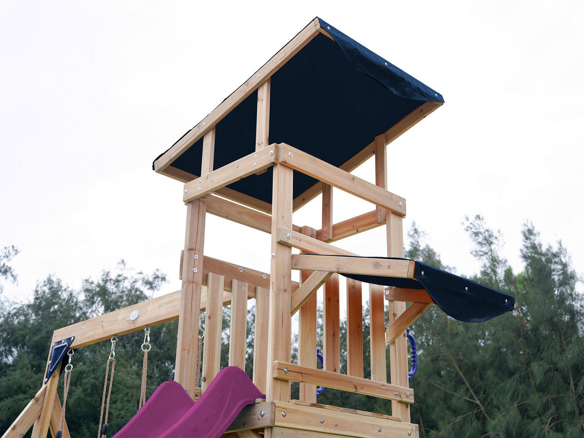 AXI Spielturm Malik braun B/H/L: ca. 345x270x336 cm Malik - lila/braun (336,00/345,00/270,00cm) - AXI