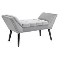 Polsterbank 839-009 hellgrau B/H/T: ca. 114x56x46 cm 839-009 - hellgrau/schwarz (114,00/56,00/46,00cm) - HOMCOM