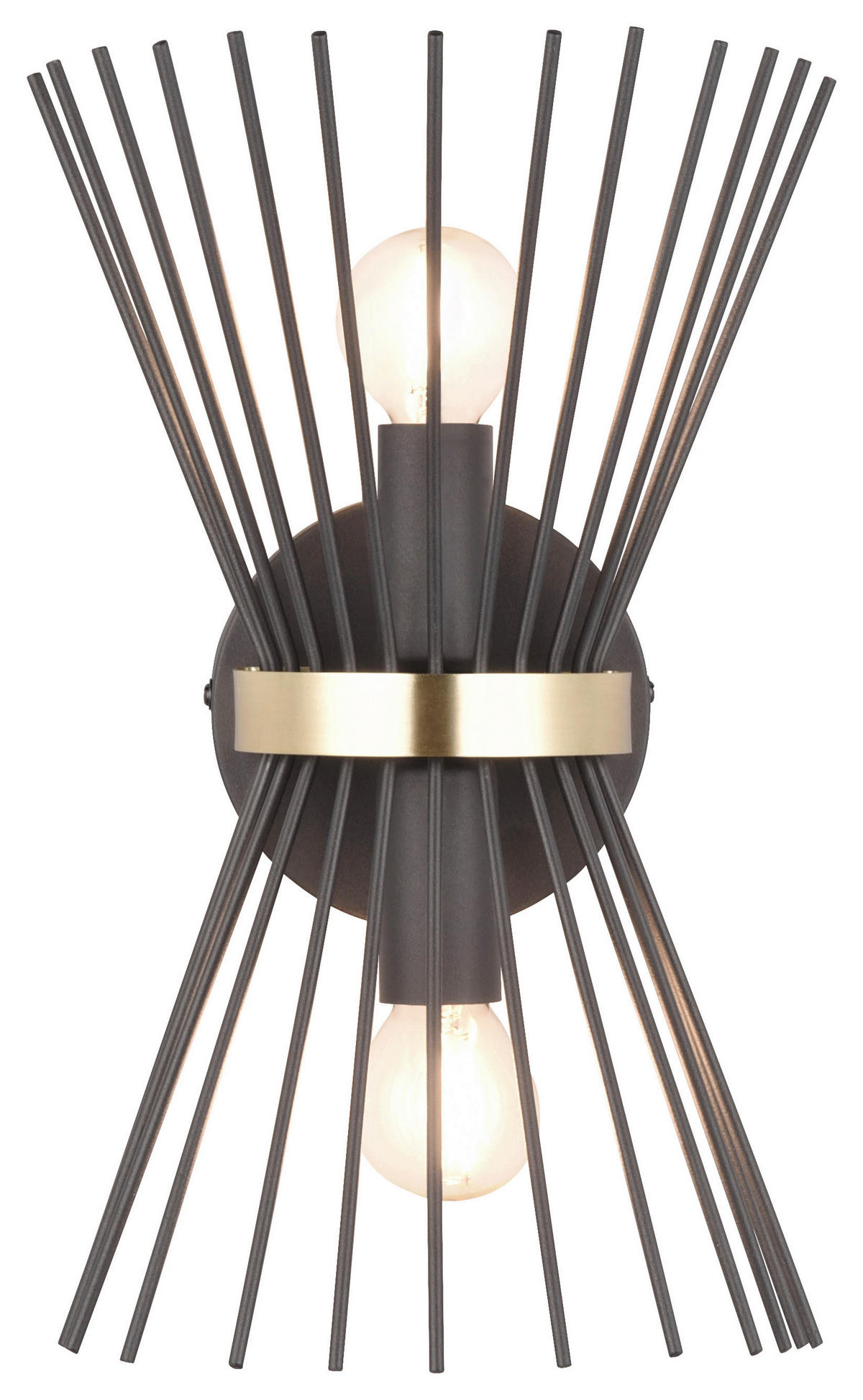 Reality Wandleuchte R21532080 Rod gold schwarz Metall B/H: ca. 20x31 cm E14 2 Brennstellen Rod - gold/schwarz (20,00/31,00cm) - Reality