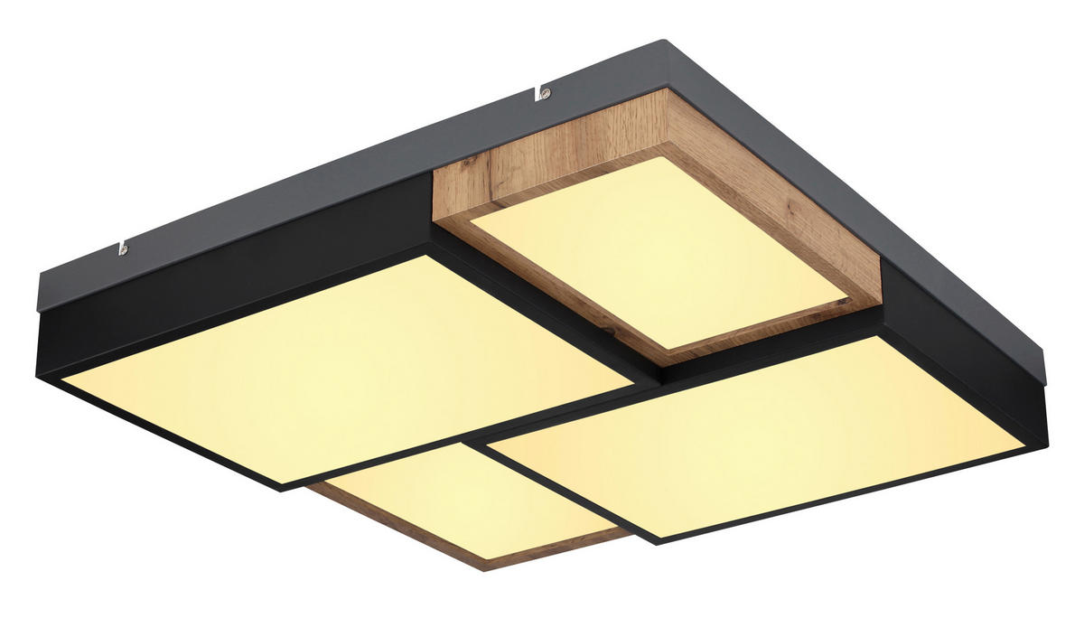 GLOBO LED-Deckenleuchte weiß schwarz Metall B/H/T: ca. 60x9x60 cm GUNDI - weiß/schwarz (60,00/9,00/60,00cm) - GLOBO