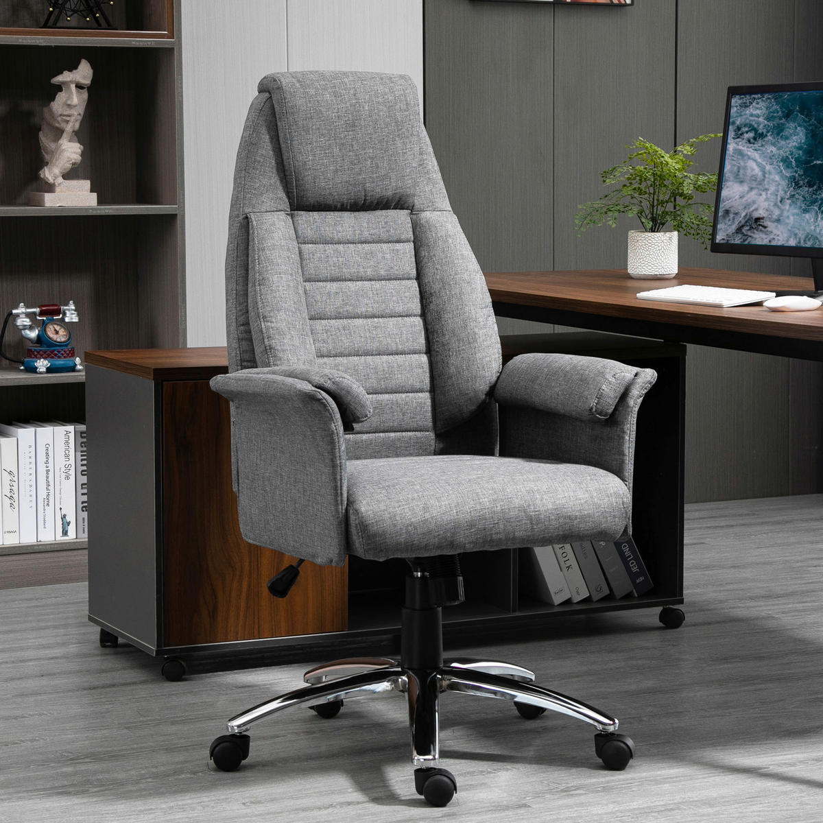 Drehstuhl 921-032GY grau 921-032GY - grau (68,00/116,00/69,00cm) - HOMCOM