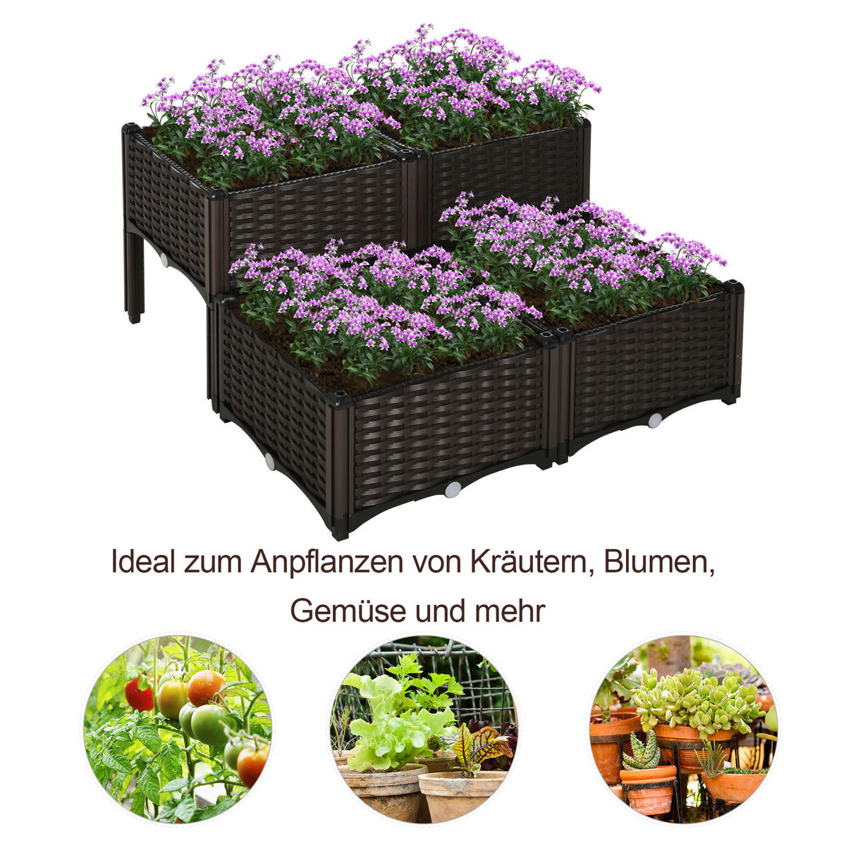 Outsunny Hochbeet B/T: ca. 80x40 cm 4-teiliges Hochbeet 845-290V02 - dunkelbraun (80,00/40,00cm) - Outsunny
