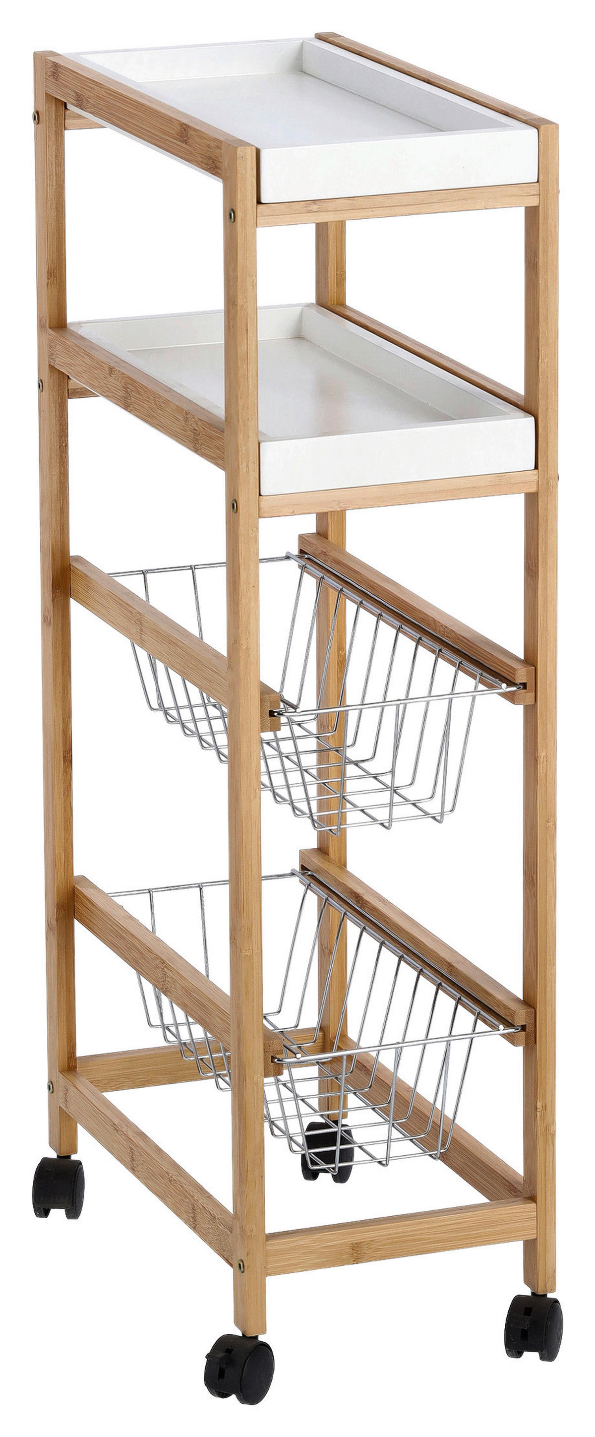 Zeller Küchenwagen weiß Bambus B/H/T: ca. 40x83x22 cm Nischen-Küchenwagen - weiß/natur (40,00/83,00/22,00cm) - Zeller