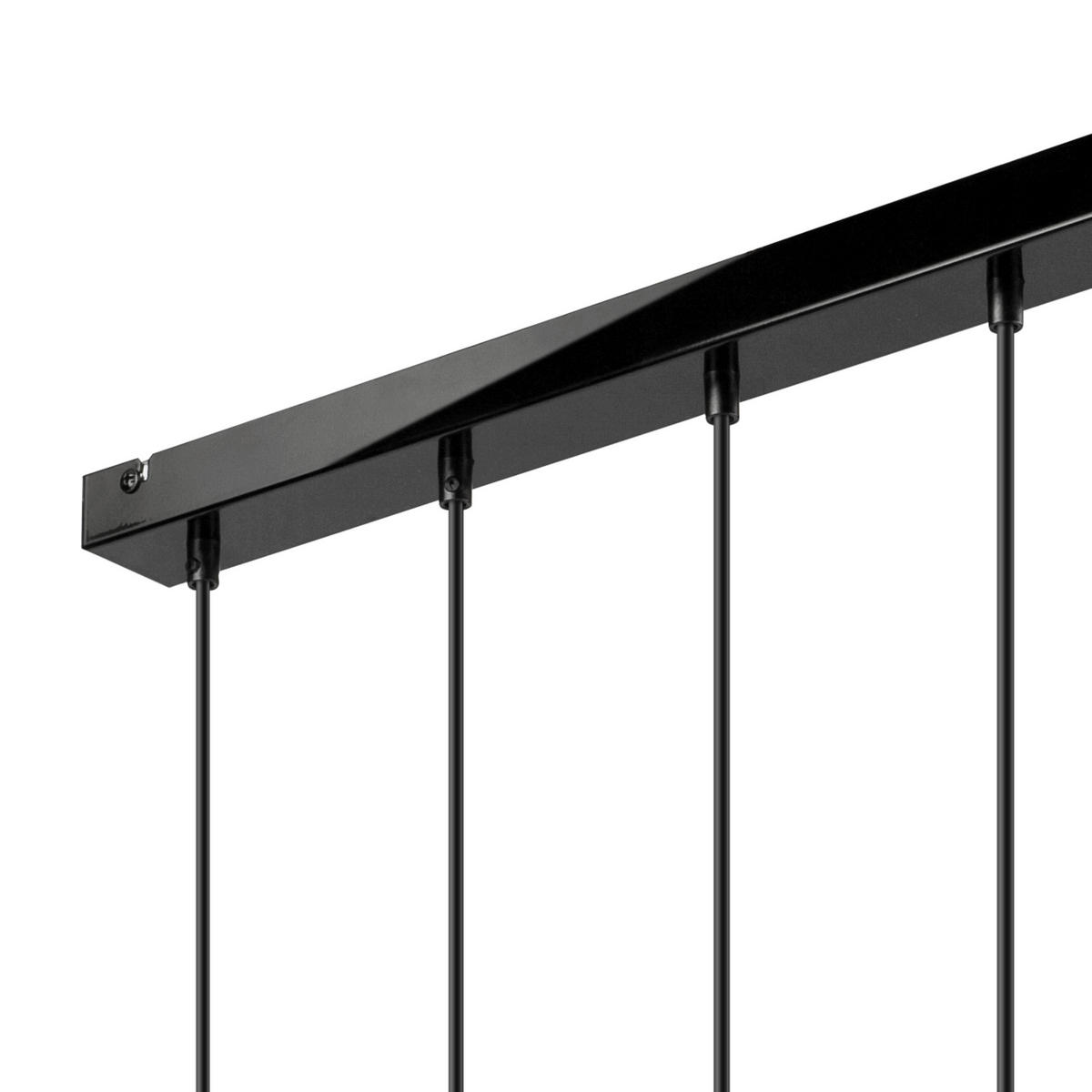 Lamkur Pendelleuchte SIMON 37370 schwarz Holz Stahl H/L: ca. 94x60 cm E27 5 Brennstellen Simon - schwarz (60,00cm) - Lamkur