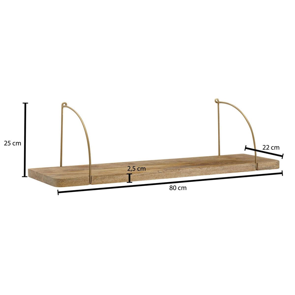 Wandregal braun Holz B/H/T: ca. 80x25x22 cm Wandregal - braun (80,00/25,00/22,00cm) - Wohnling
