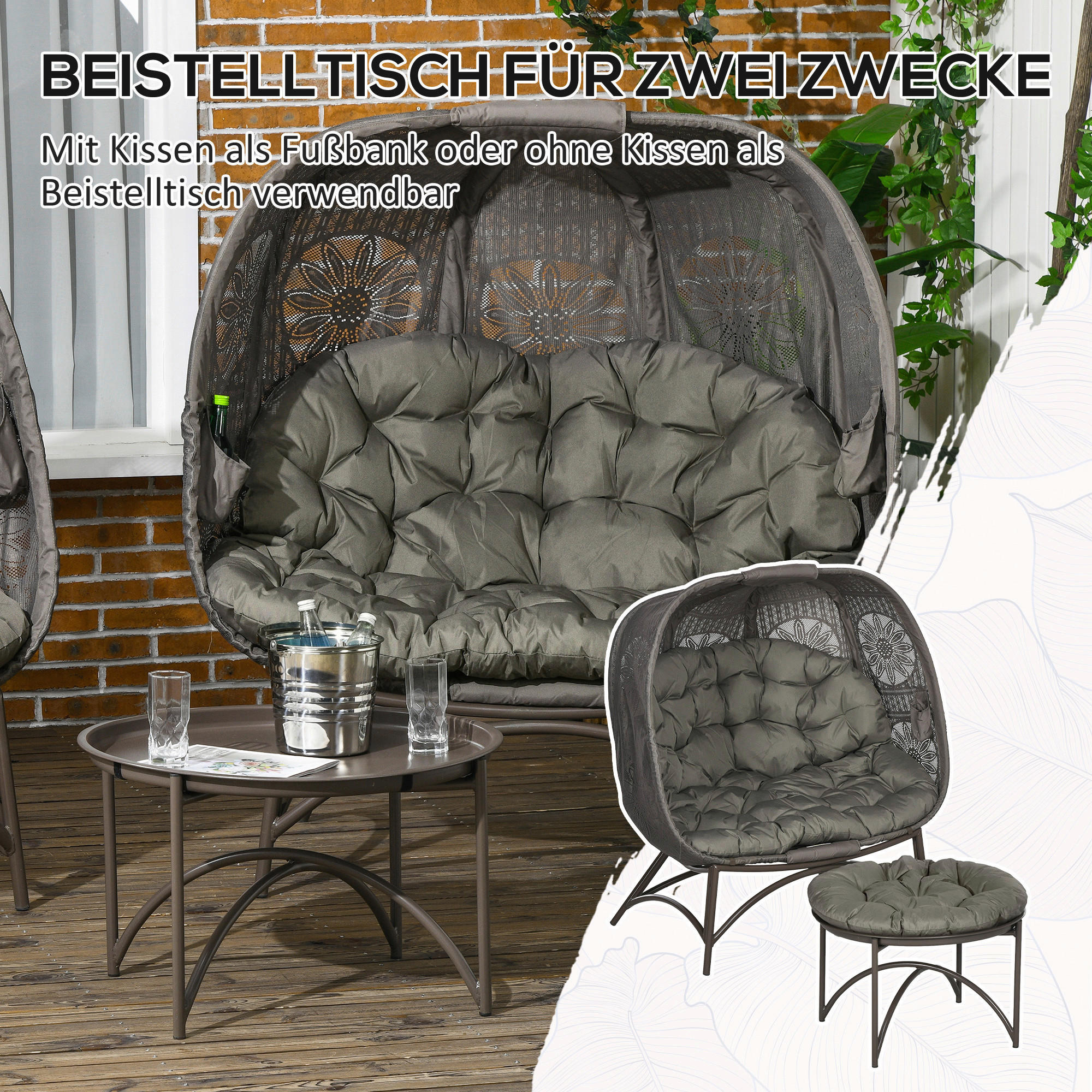 Outsunny Gartenstuhl sand Polypropylen B/H/L: ca. 75x126x142 cm Gartenstuhl-Set - sand (142,00/75,00/126,00cm) - Outsunny