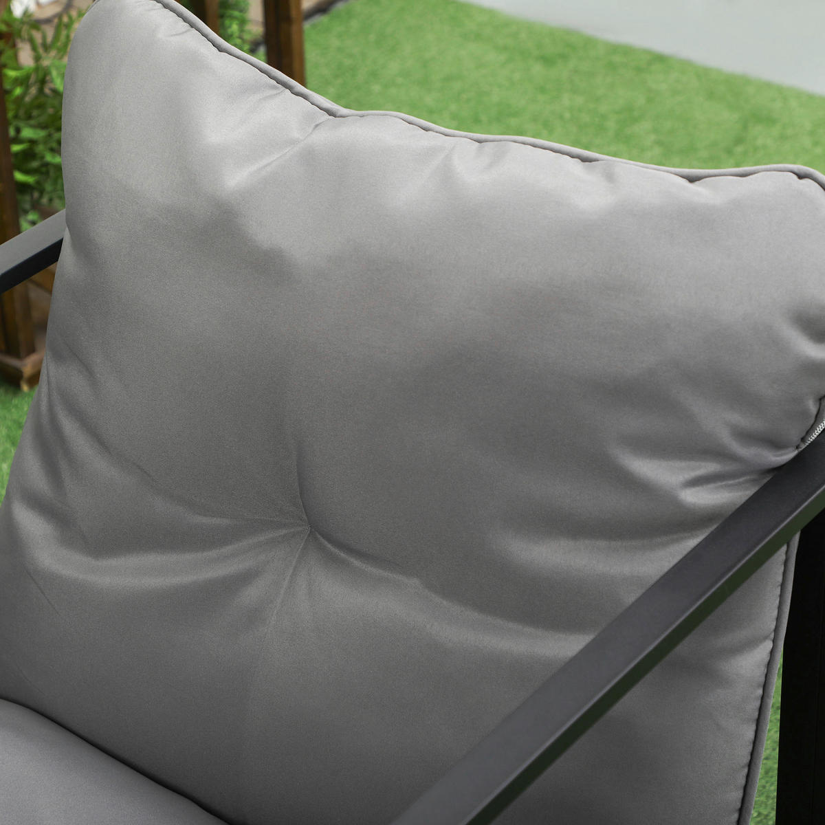 Outsunny Gartensitzgruppe schwarz Polyester B/H/L: ca. 70x67x114 cm Gartensitzgruppe - schwarz/grau (114,00/70,00/67,00cm) - Outsunny