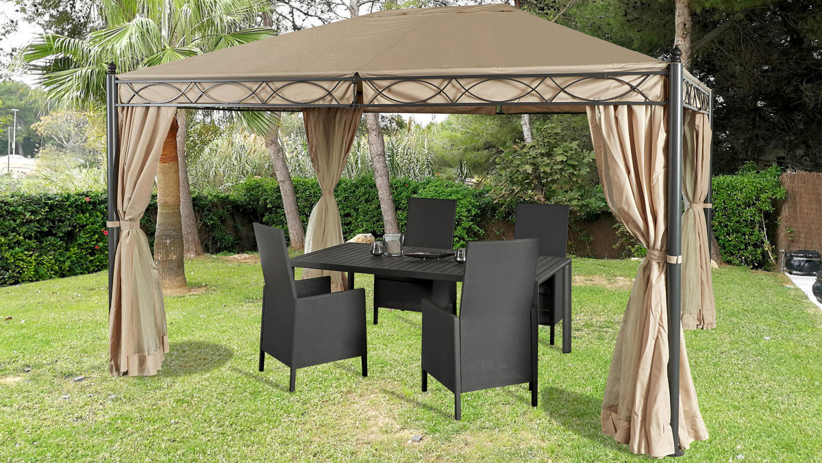 Grasekamp Pavillon Rom beige Stahl B/H/L: ca. 300x270x400 cm Rom - beige (400,00/300,00/270,00cm) - Grasekamp