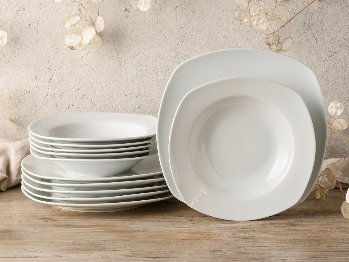 CreaTable Tafelservice Amelie weiß Porzellan 12 tlg. Amelie - weiß (0,00cm) - CreaTable