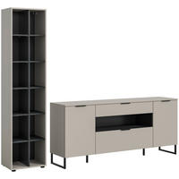 Wohnwand Noida Kaschmirgrau Nachbildung schwarz B/H/T: ca. 245x192x41 cm Noida - schwarz (245,00/192,00/41,00cm) - xonox.home