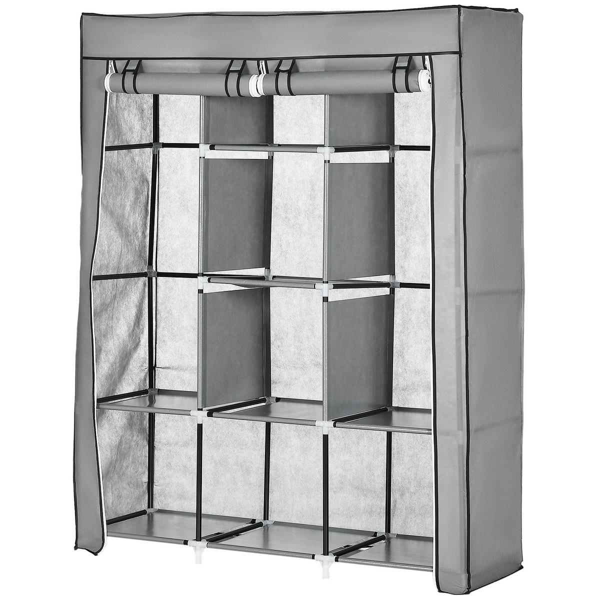 HOMCOM Kleiderschrank hellgrau Edelstahl B/H/L: ca. 43x125x162,5 cm Stoffschrank - hellgrau (162,50/43,00/125,00cm) - HOMCOM